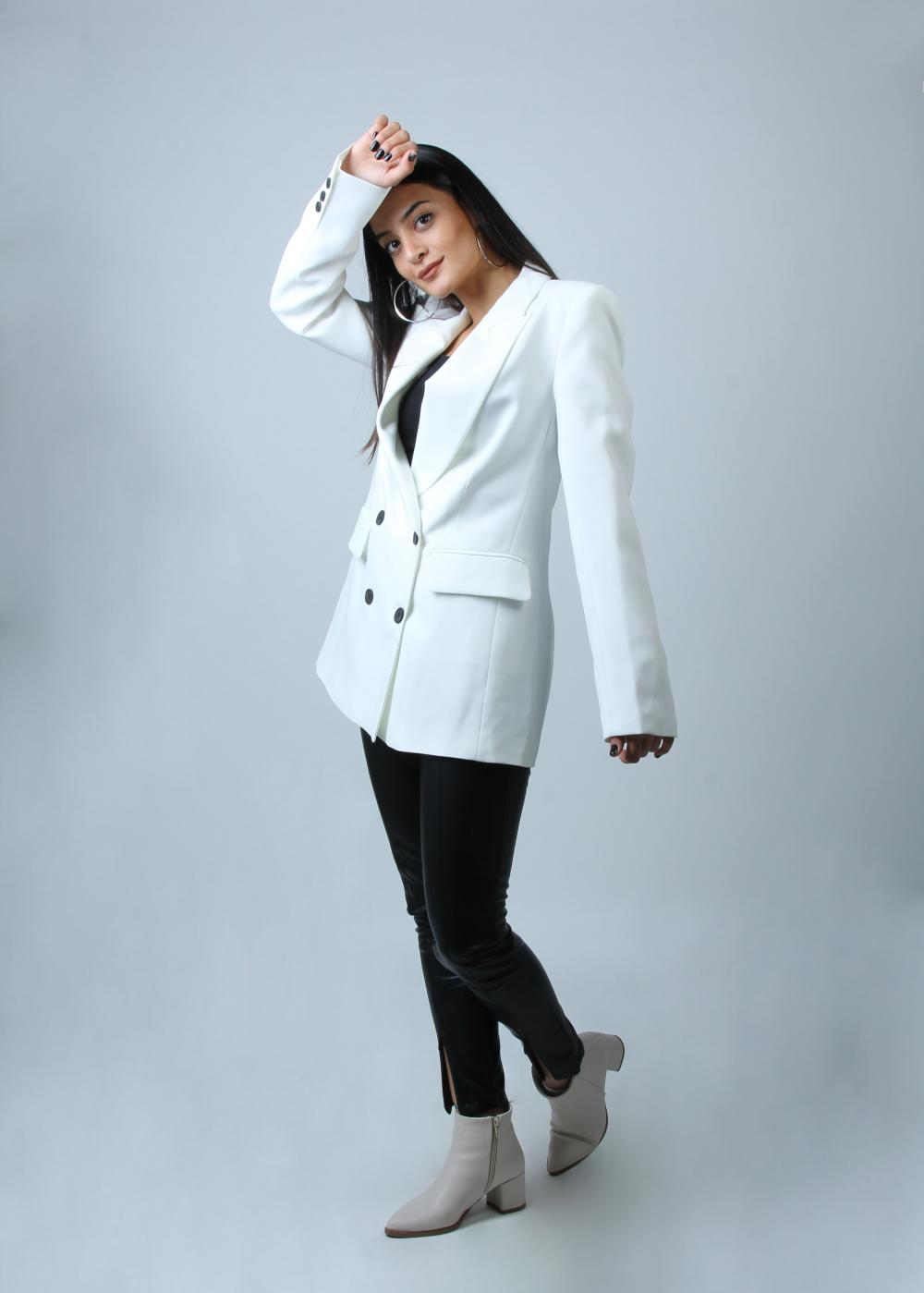 Dilvin Blazer Ceket - Beyaz